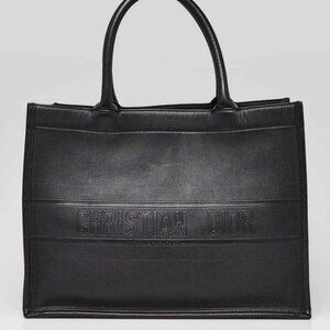 Christian Dior Black Leather Medium Book Tote Bag
